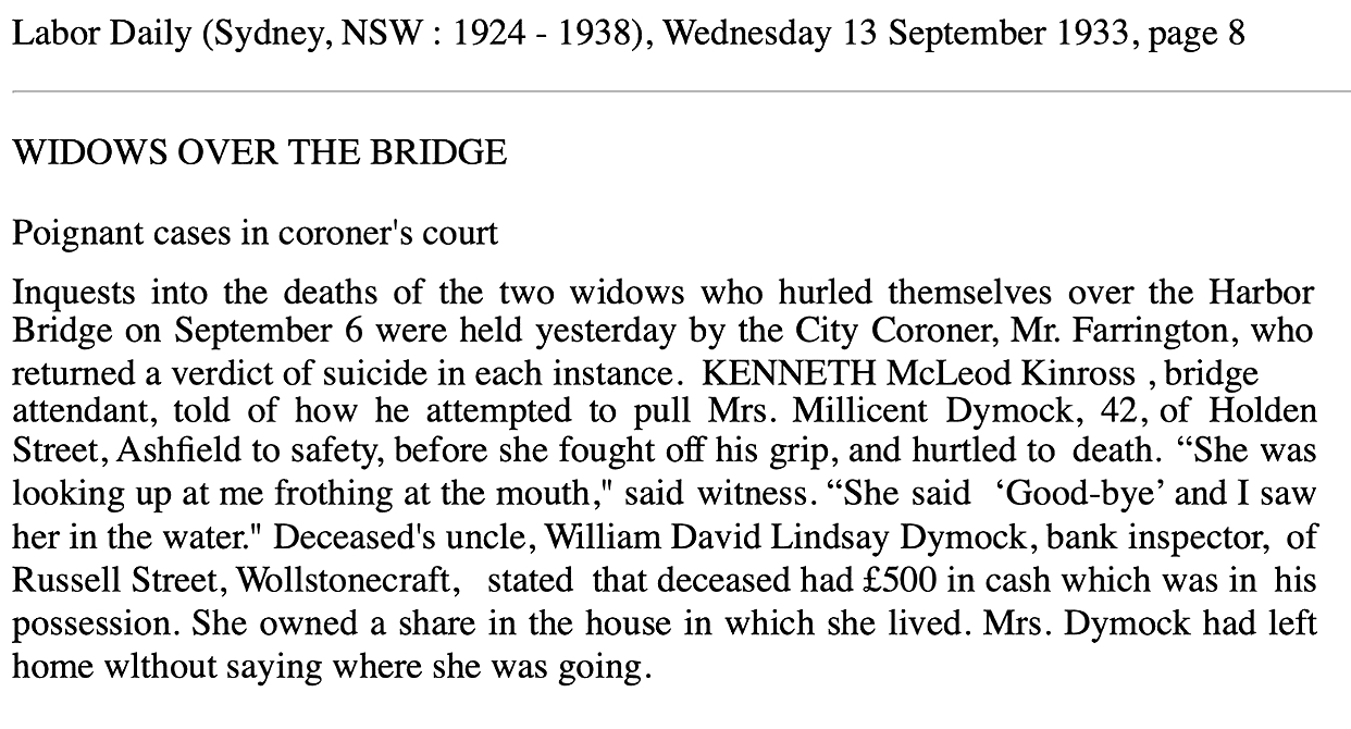 William David Lindsay Dymock gave evidence at the Inquest